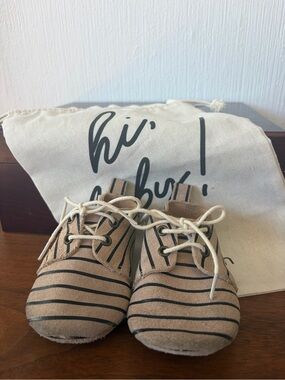 Striped Tan leather baby Moccasin Lace-Up Shoes